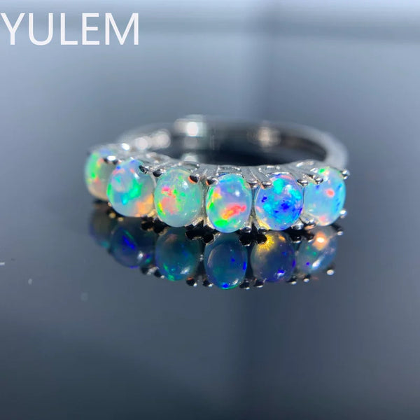 925 Sterling Silver Natural Australian Opal Ring for Women