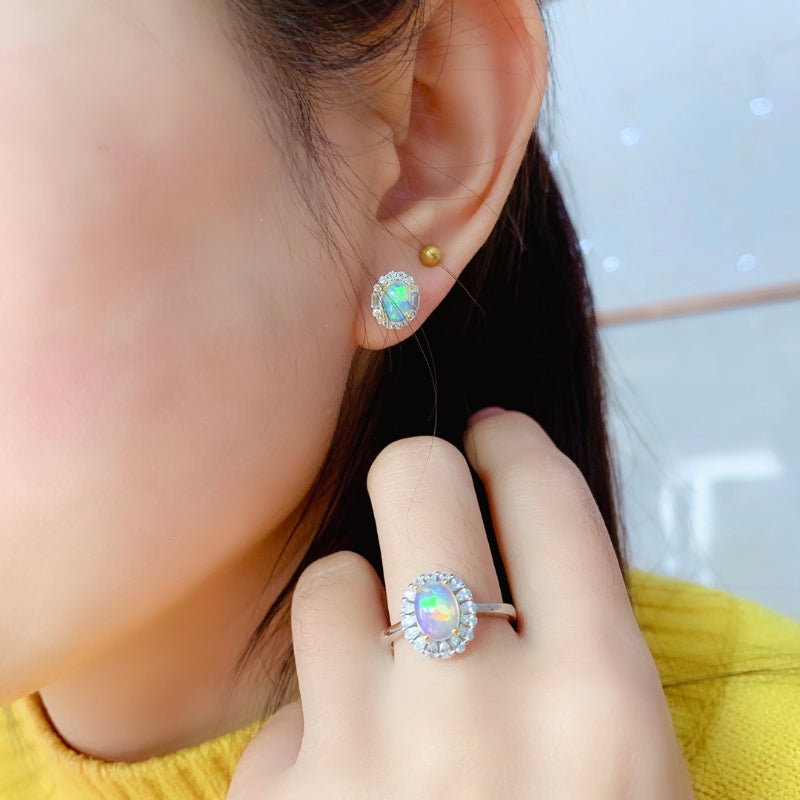 925 Silver Opal Gemstone Set for Women