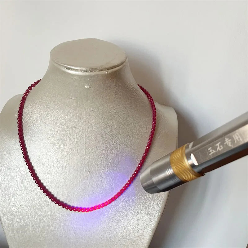 Sterling Silver 4mm Red Ruby Necklace for Women