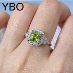 Sterling Silver 925 Peridot Engagement Ring for Women