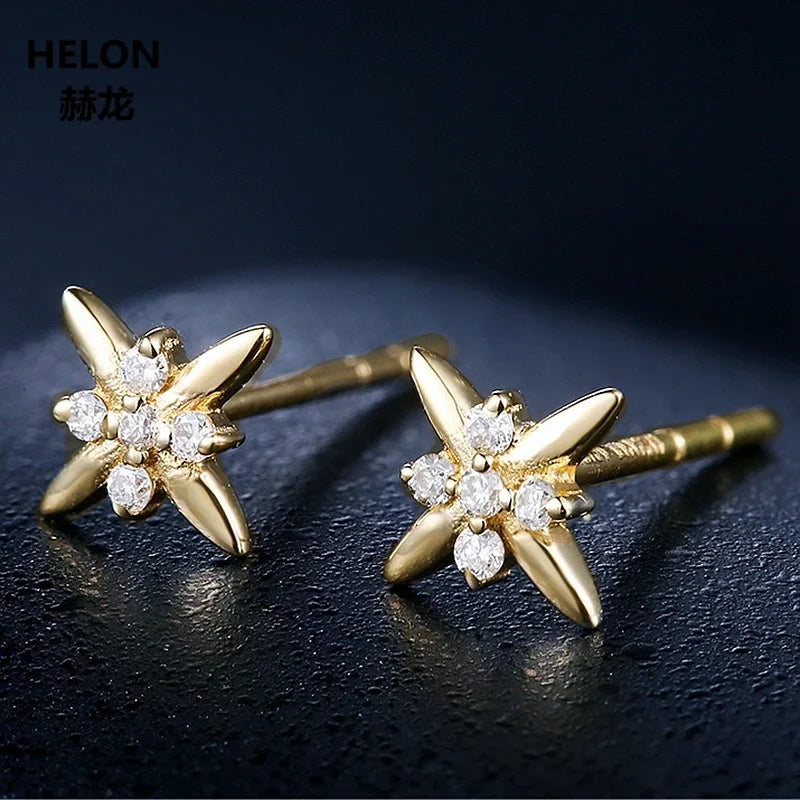 14k Yellow Gold Natural Diamonds Stud Earrings for Women