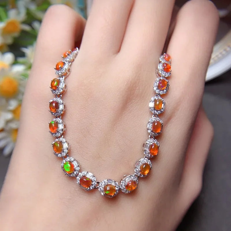 sterling silver fire opal bracelet