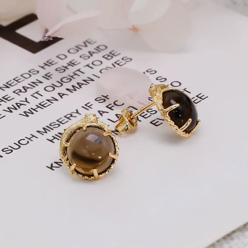 925 Sterling Silver Smoky Quartz Drop Earrings for Women