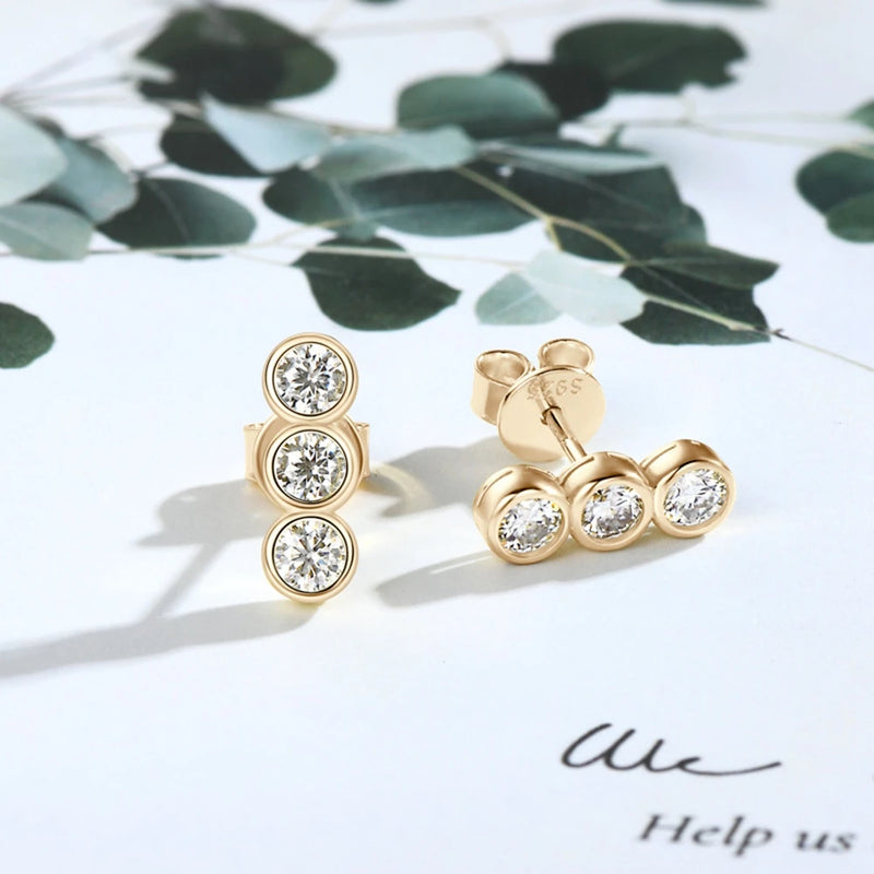 18K Gold Plated Sterling Silver Moissanite Stud Earrings for Women