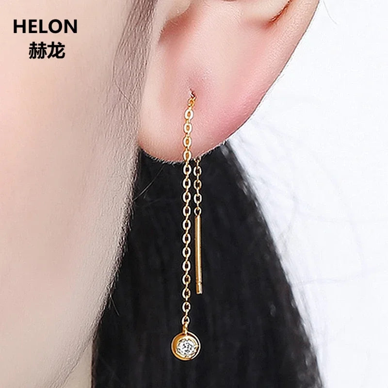 18k Yellow Gold 0.07ctw SI/H Diamond Drop Earrings for Women