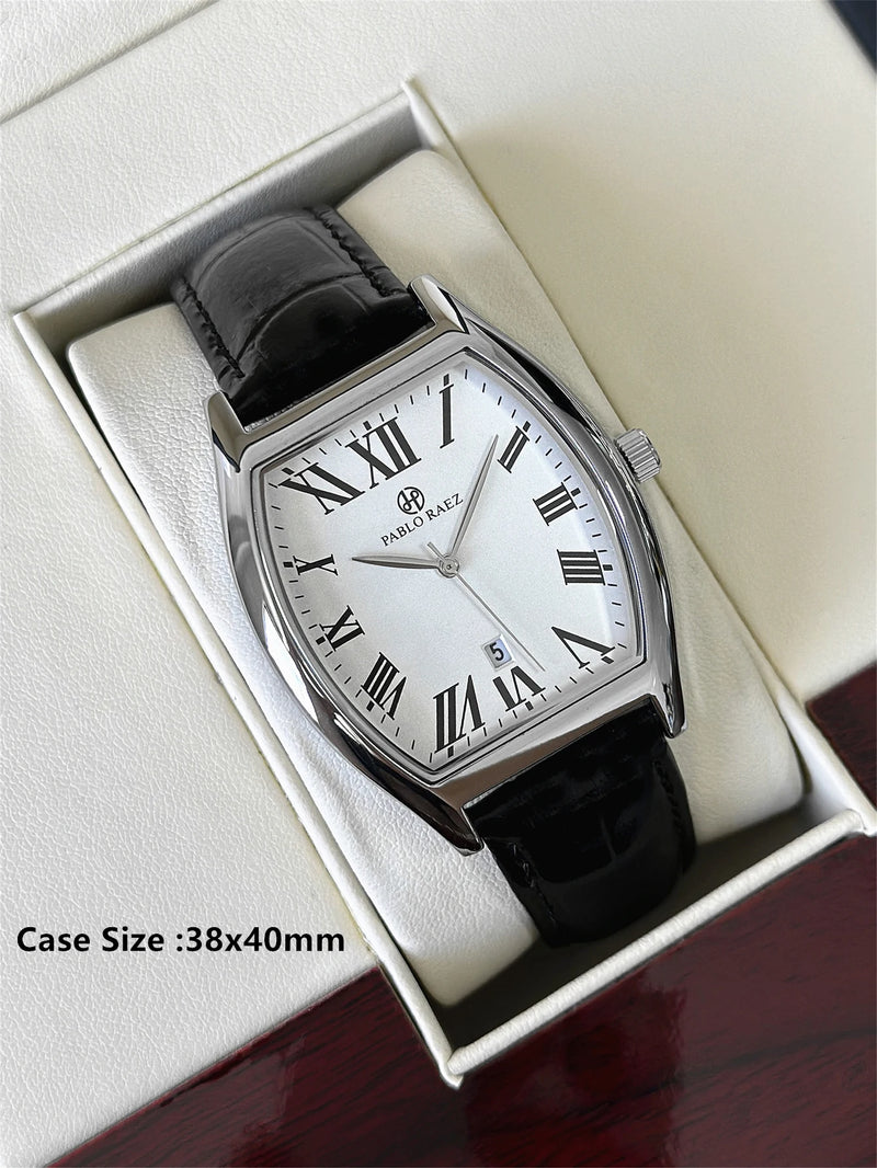 Luxury Men's Quartz Leather Watch with Waterproof Date Feature