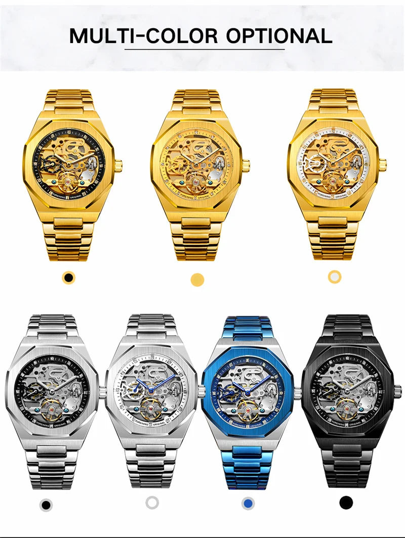 Stainless Steel Automatic Mechanical Military Sports Watch for Men