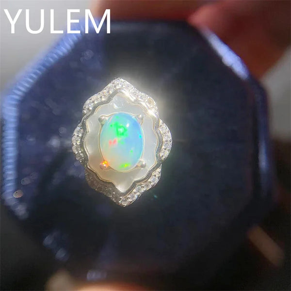 925 Silver Natural White Opal Ring for Woman