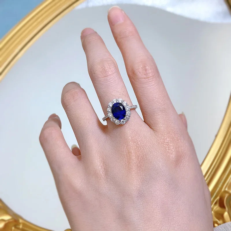 925 Sterling Silver Sapphire Ring for Women