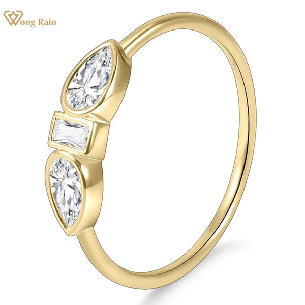 14K Gold Plated Sterling Silver 3EX VVS1 D Color Moissanite Diamond Ring for Women