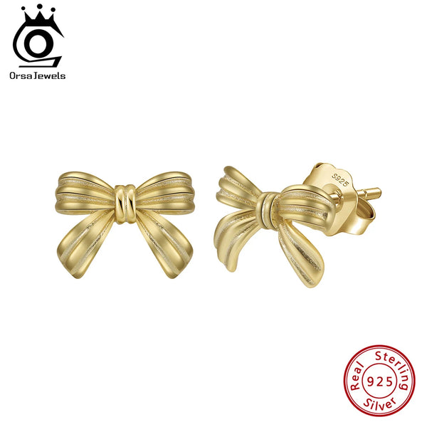 925 Sterling Silver Bowknot Stud Earrings for Women