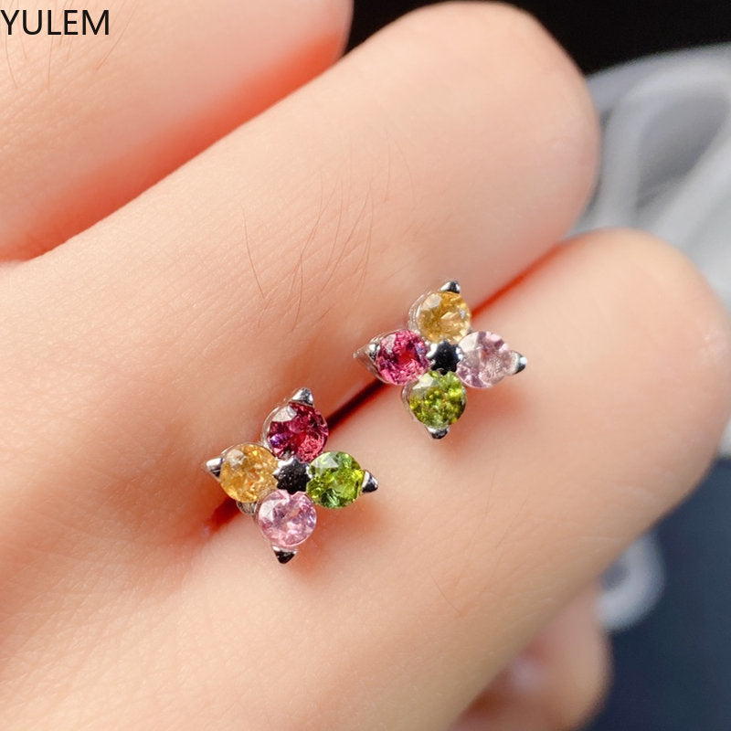 Sterling Silver Tourmaline Stud Earrings for Women