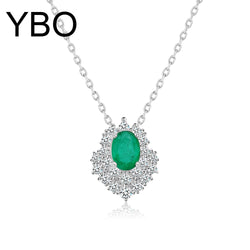 Sterling Silver Emerald Pendant Necklace for Women