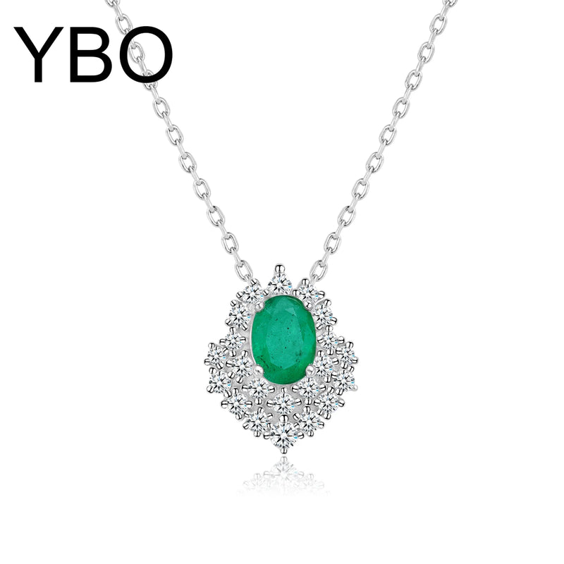 Sterling Silver Emerald Pendant Necklace for Women