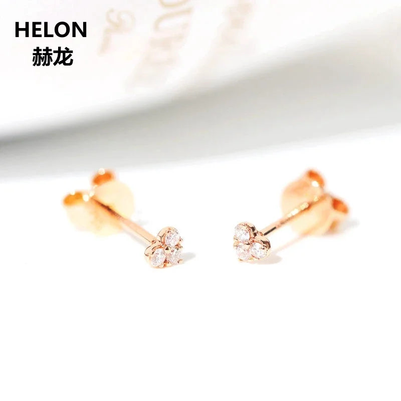 14k Yellow Gold Natural 0.09ctw Diamond Stud Earrings Hearts for Women