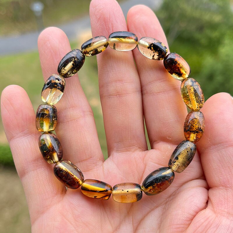 Sterling Silver Natural Amber Bracelet for Unisex