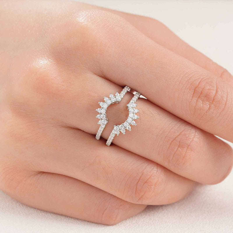 925 Sterling Silver Sunflower Ring Enhancer with AA Cubic Zircon for Women