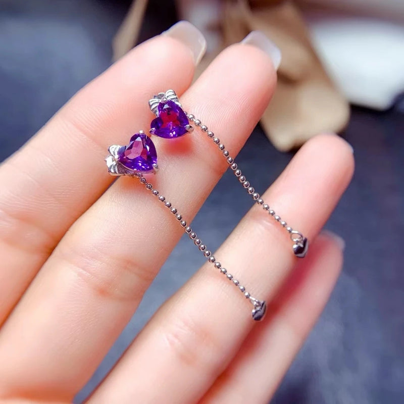 925 Sterling Silver Amethyst Stud Earrings for Women