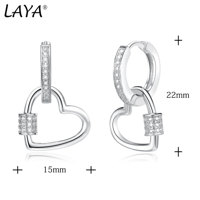 925 Sterling Silver Love Heart Shape Zircon Huggie Earrings for Women