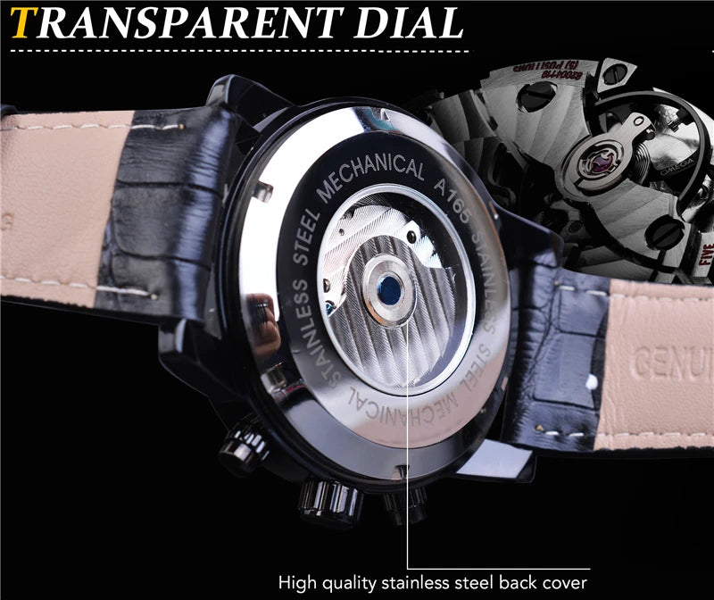 Leather Mechanical Automatic Men's Wrist Watch with Tourbillon and Multi-Functionalities