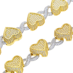 Gold Plated Cubic Zirconia Bling Iced Out Infinity Heart Bracelet for Women