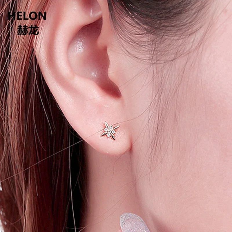 14k Rose Gold Natural Diamond Stud Earrings for Women