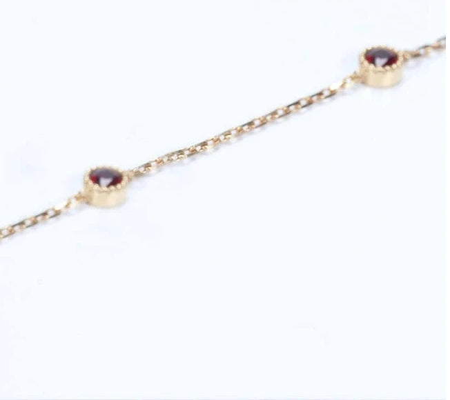 18k Yellow Gold Garnet Bracelet for Women