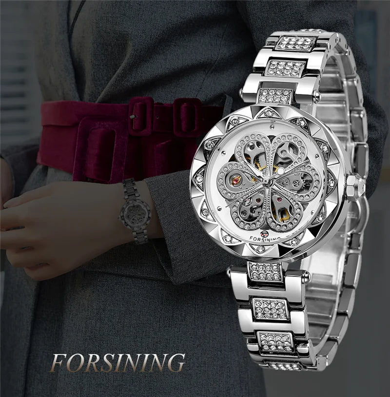 Stainless Steel Flower Swiss-Made Watch for Lady