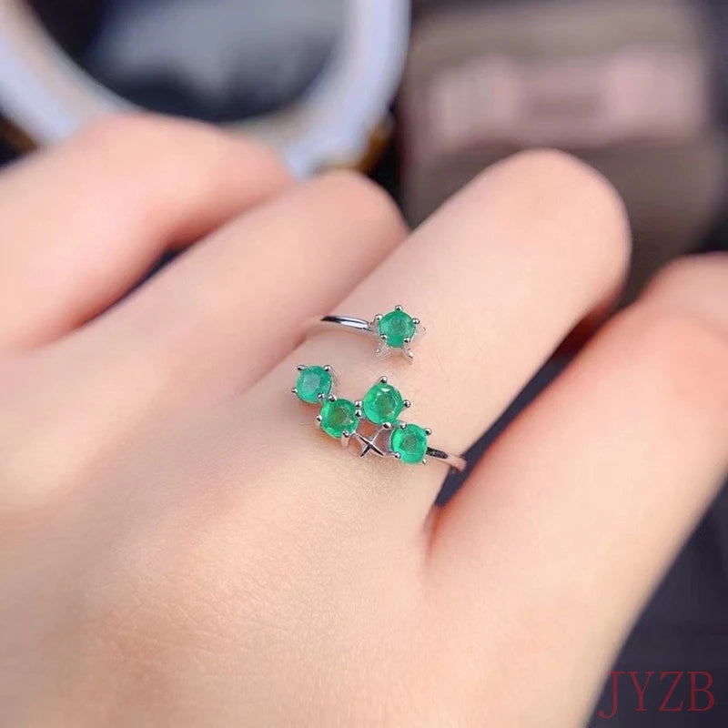 925 Sterling Silver Emerald Ring, Oval Cut 3x3mm