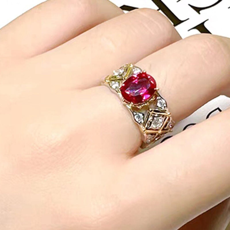 Sterling Silver 3 Carat Lab Created Ruby&Diamond Ring for Women