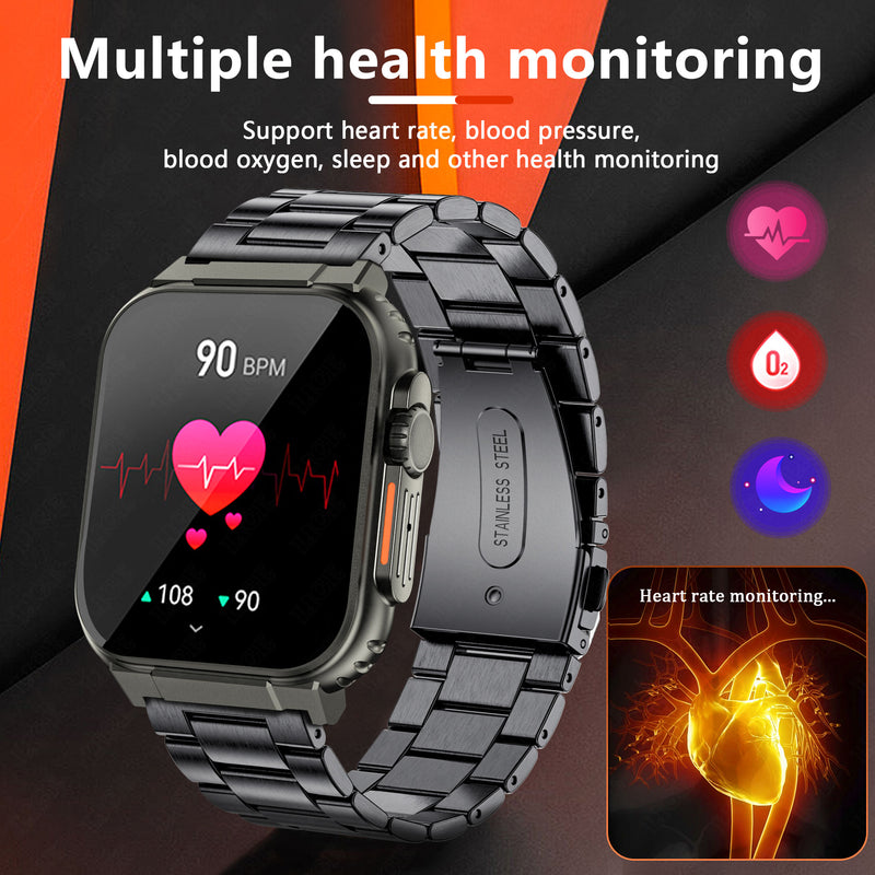 Stainless Steel Blue Waterproof Smart Watch, Heart Rate Monitoring, HD Screen for Unisex