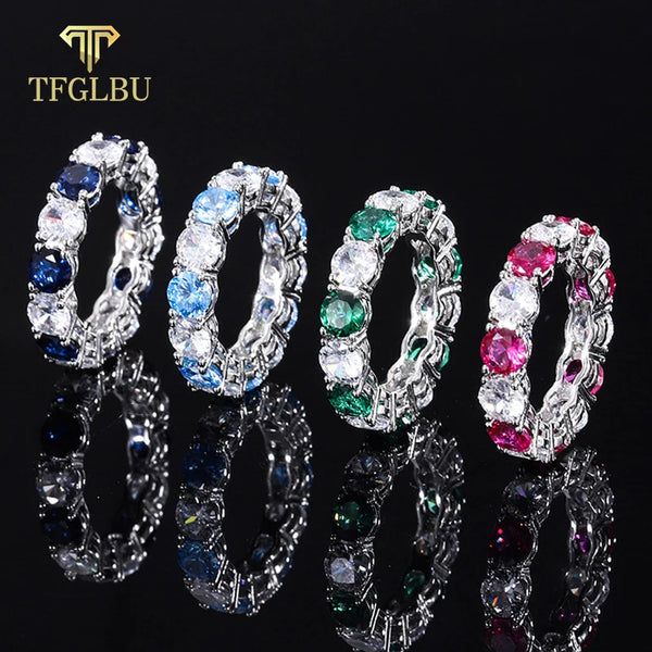 925 Silver 5mm Zircon Sparkling Ring for Women