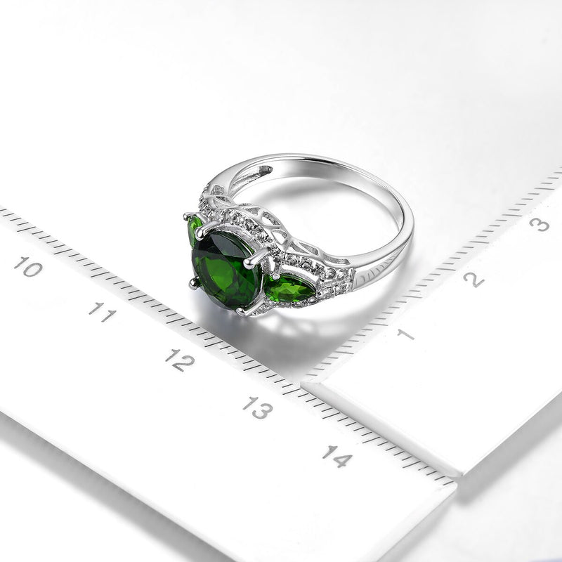 Sterling Silver 2.60ctw Natural Chrome Diopside Rings for Women