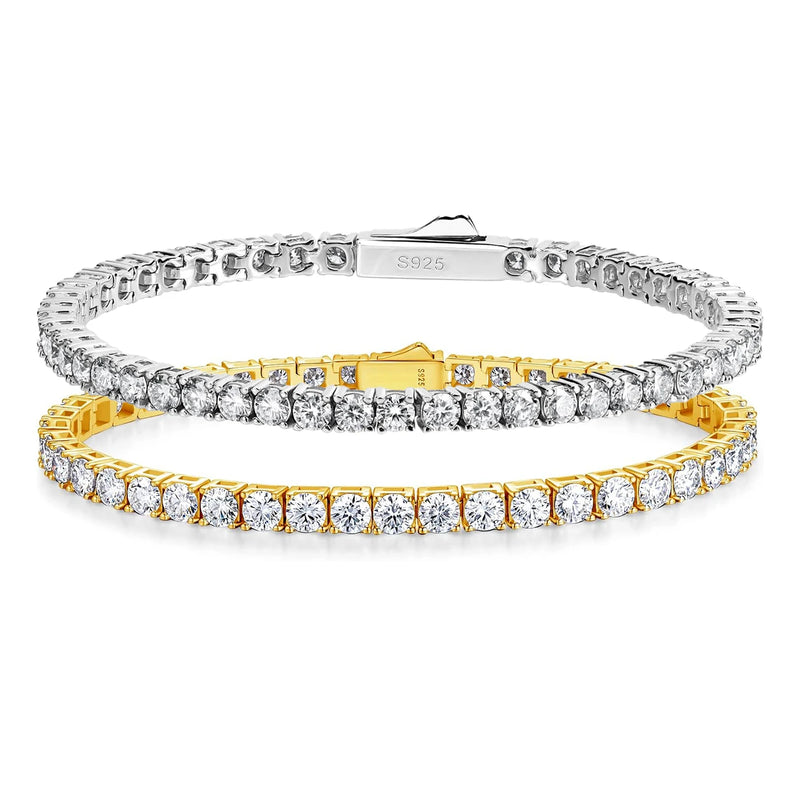 925 Sterling Silver Moissnaite Tennis Bracelet for Women and Men