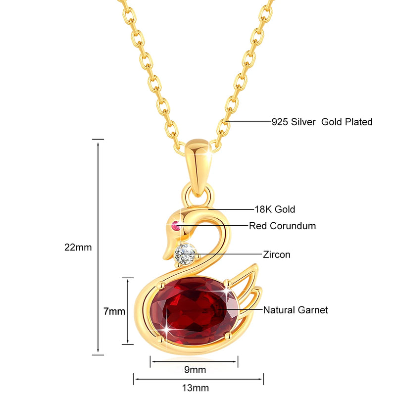 18K Gold Garnet Pendant for Women