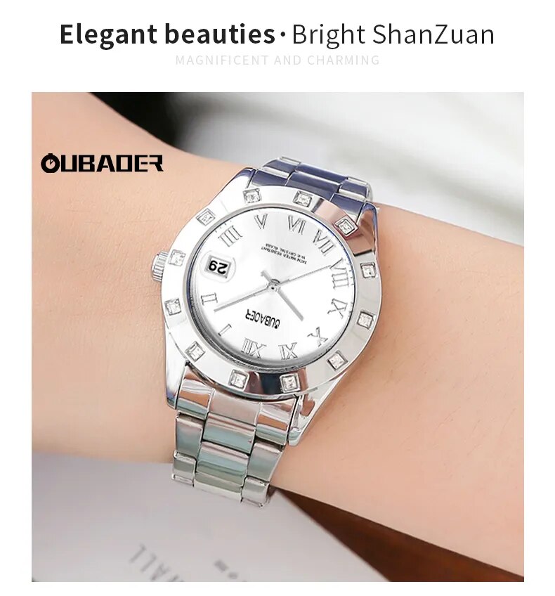 Stainless Steel Quartz Sports Watch for Women