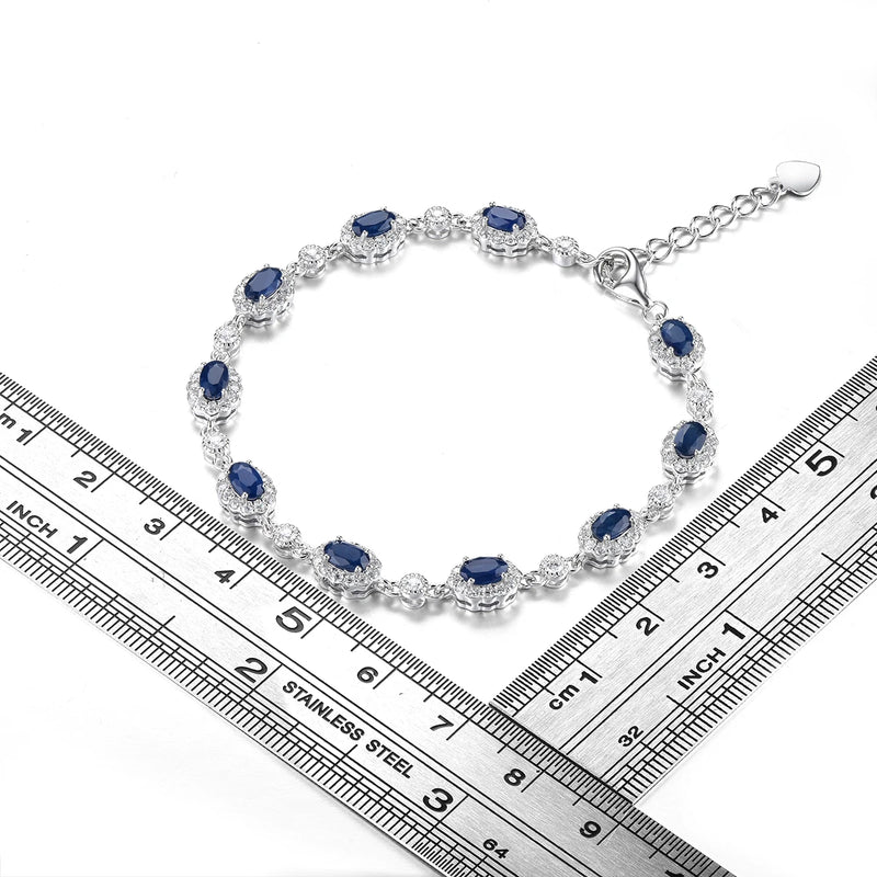 Sterling Silver Natural Blue Sapphire Bracelet 2.50 ctw for Women