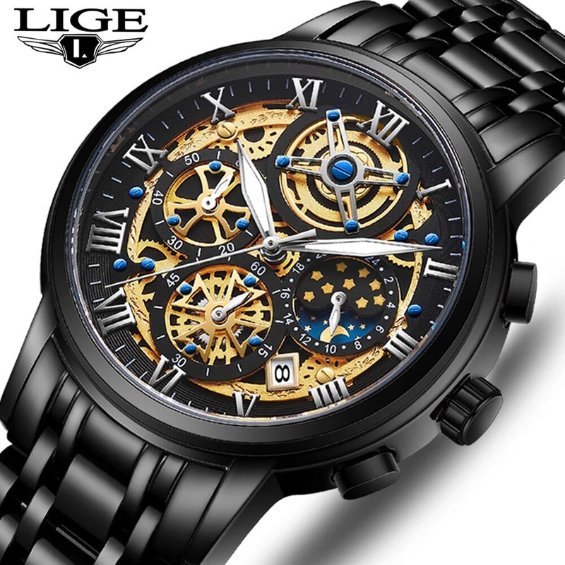 Stainless Steel Quartz Watch with Date Chronograph for Men