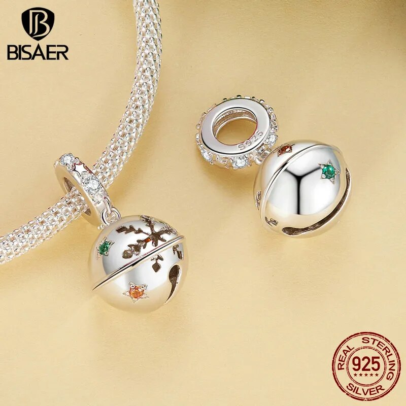 Sterling Silver Christmas Charm Bead Pendant for Women