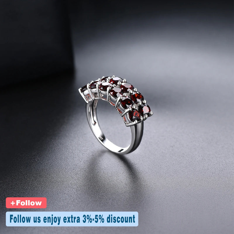 925 Sterling Silver Black Garnet Ring for Women