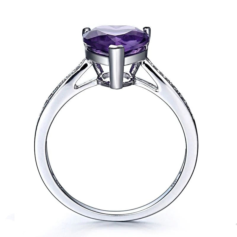 14k White Gold Amethyst Engagement Ring for Women