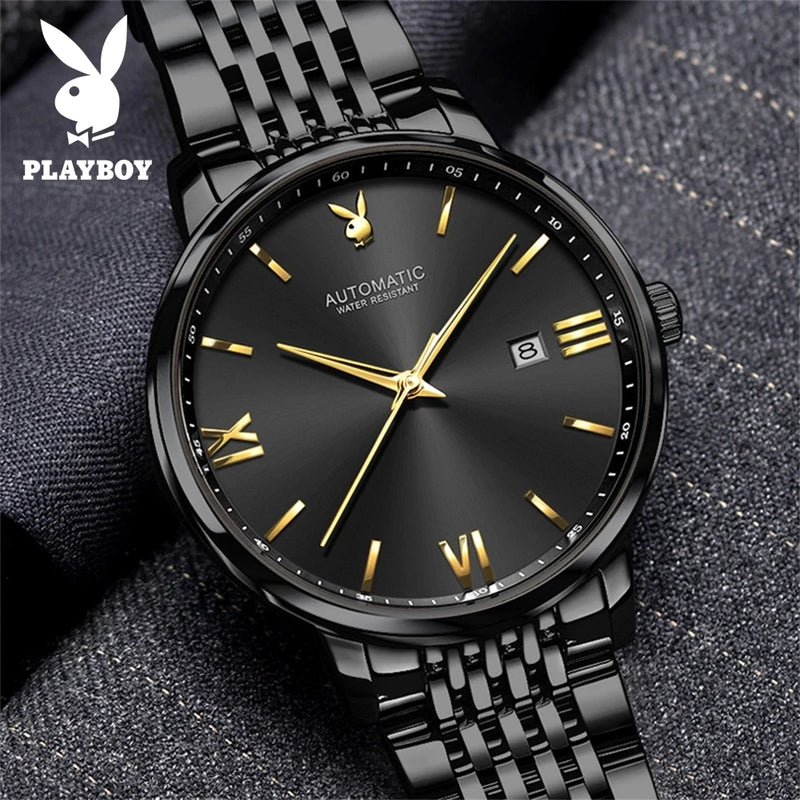 Stainless Steel Automatic Mechanical Mens Wrist Watch for Men