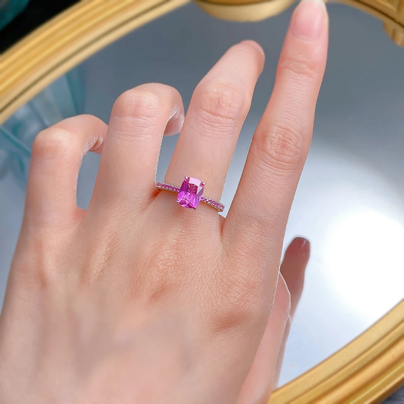 Sterling Silver Pink Sapphire Ring for Women