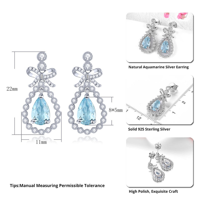 Sterling Silver Aquamarine Dangle Earrings 1.60 ctw