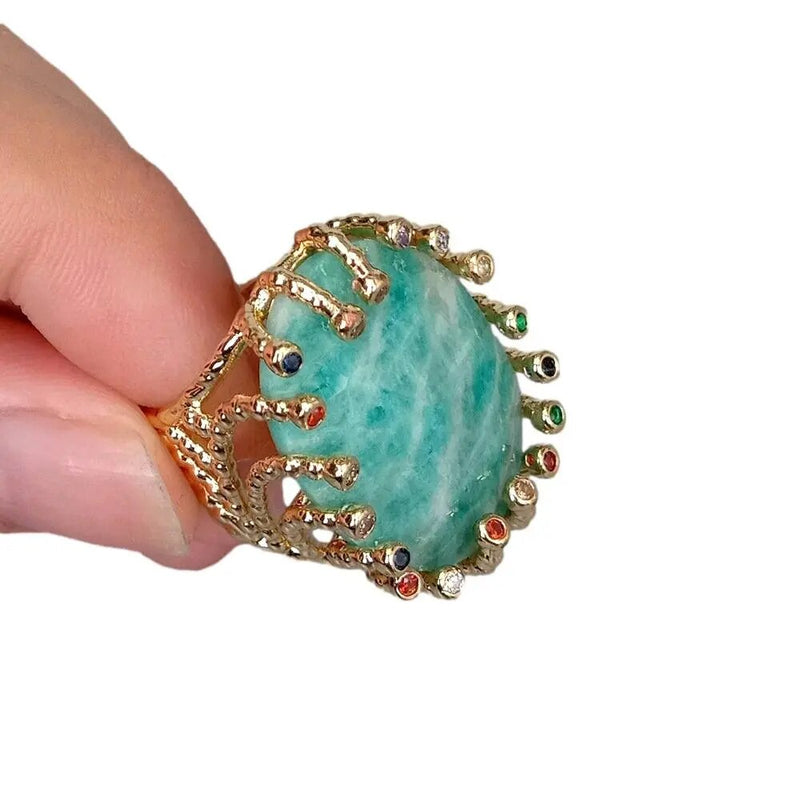 Gold Plated Amazonite Ring