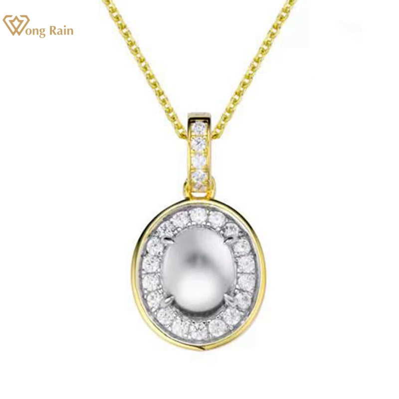 18K Gold Plated Sterling Silver Oval Jade Pendant Necklace for Women