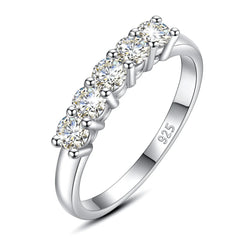 Sterling Silver 5 Stone Moissanite Ring for Woman