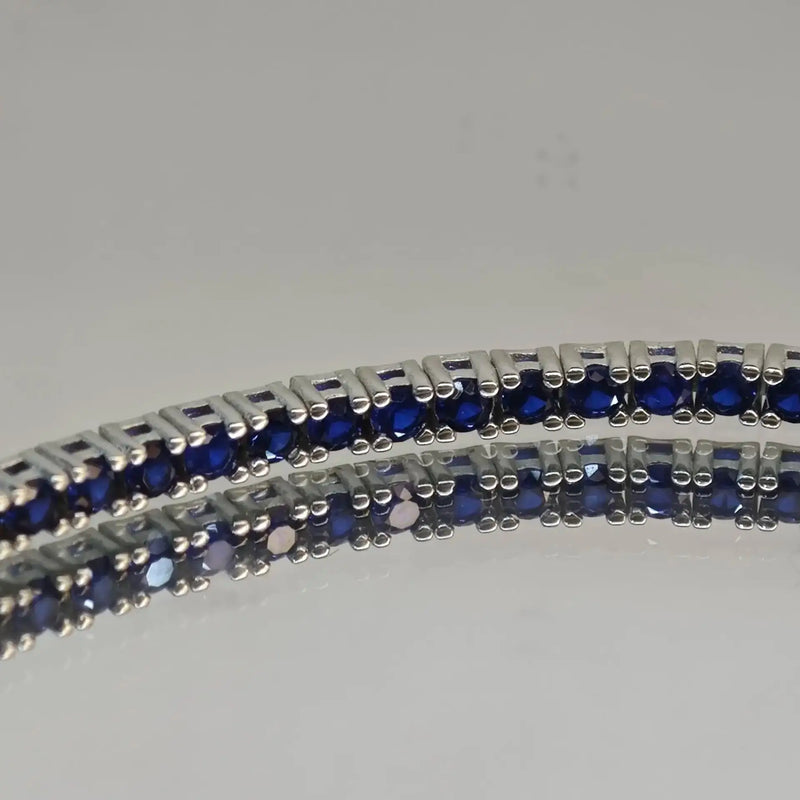 Sterling Silver 2mm Sapphire Tennis Bracelet for Women