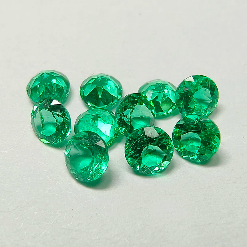 Platinum Lab Grown Emerald Round Shape VVS1 Gemstone Rings Earrings Making