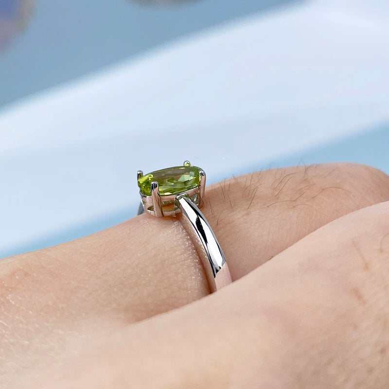 Sterling Silver Peridot Adjustable Ring for Women